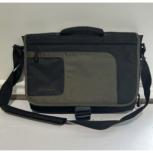 Lenovo Laptop Messenger Bag Black Olive Green Shoulder Strap Briefcase 17x12x3
